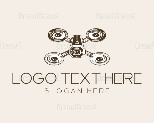 Vintage Drone Quadcopter Logo