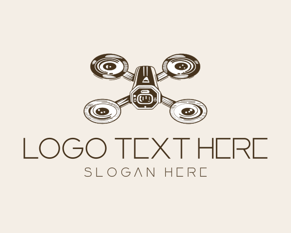 Surveying - Vintage Drone Quadcopter logo design