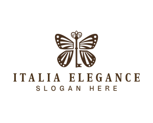 Elegant Key Butterfly  logo design