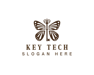 Elegant Key Butterfly  logo design