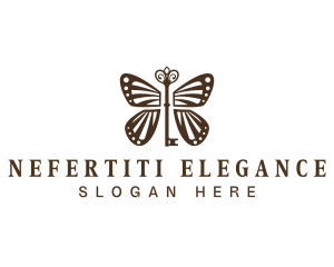 Elegant Key Butterfly  logo design