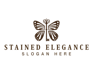 Elegant Key Butterfly  logo design