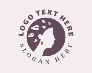 Lady - Leaf Natural Hairdresser logo design