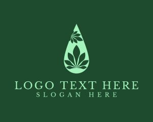 Ganja - Marijuana Plant Droplet logo design