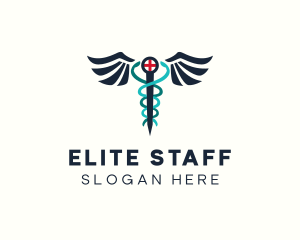 Caduceus Staff Hospital logo design