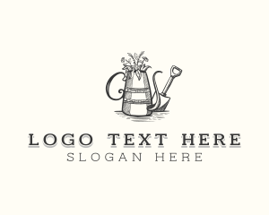 Shovel - Watering Can Planting logo design