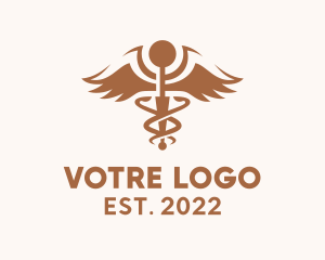 Hospital - Brown Caduceus Pharmaceutical logo design