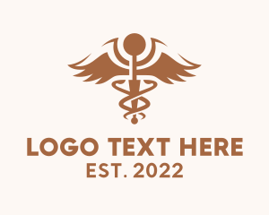 Heal - Brown Caduceus Pharmaceutical logo design