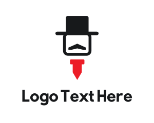 Black Man - Gentleman Hat Tie logo design