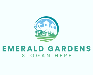 Home Lawn Mower Garden logo design