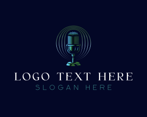 Singing - Radio Podcast Microphone logo design