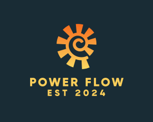 Swirl Sunray Power Plant  logo design