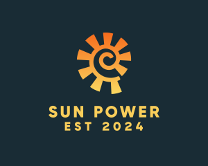 Swirl Sunray Power Plant  logo design