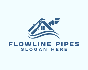 Pipe Wrench Plumbing logo design