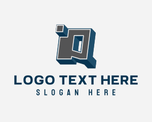 Advertising - 3D Graffiti Letter Q logo design