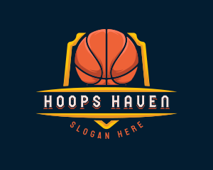 Hoops - Basketball League Tournament logo design