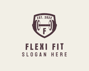 Fitness Dumbbell Shield logo design