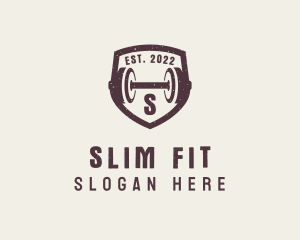 Fitness Dumbbell Shield logo design