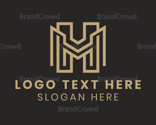 Geometric Monogram Letter MH Logo