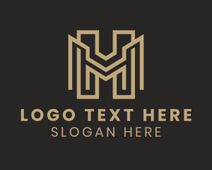 Letter Ff - Geometric Monogram Letter MH logo design
