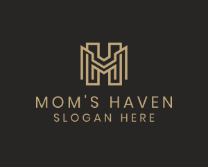 Geometric Monogram Letter MH logo design