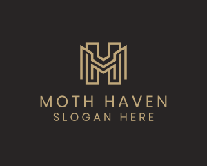 Geometric Monogram Letter MH logo design