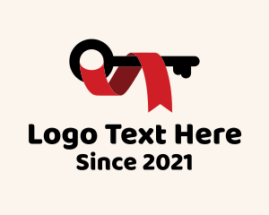 Lock And Key - Security Key Ribbon logo design