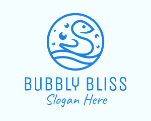 Blue Bubbly Bird logo design