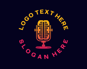 Record - Radio Broadcast Microphone logo design