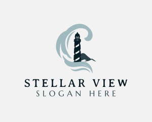 Seaside Lighthouse Tower logo design