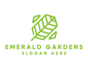 Green Geometric Leaf logo design