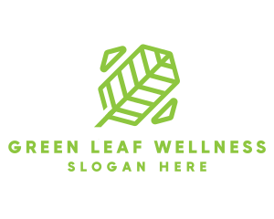 Green Geometric Leaf logo design