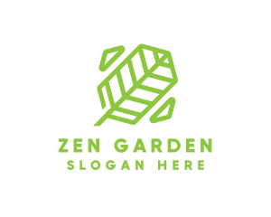 Green Geometric Leaf logo design