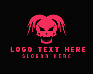 Skater - Woman Punk Skull logo design