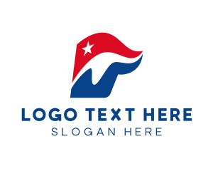 Election - Flying Star Flag Letter P logo design