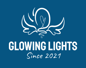 Wings Light Bulb  logo design