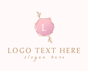 Hexagonal - Watercolor Leaf Nature logo design