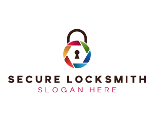 Locksmith - Camera Shutter Padlock logo design