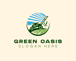 Vegetation - Lawn Grass Mower logo design