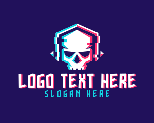 Online Gaming - Anaglyph Skull DJ logo design