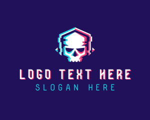 Gamer - Anaglyph Skull DJ logo design