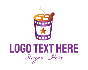 Movie Review - Movie Theater Instant Noodles logo design