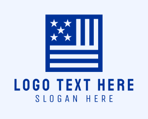 National - American Flag Banner logo design