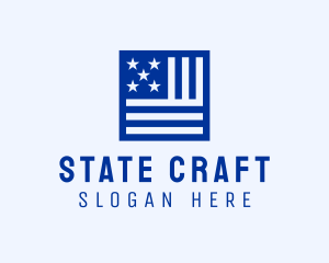 State - American Flag Banner logo design