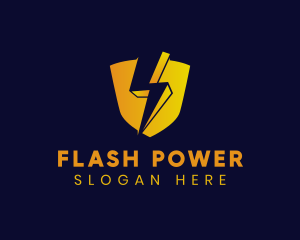 Shield Power Lightning logo design