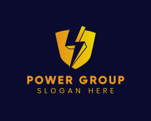 Shield Power Lightning logo design