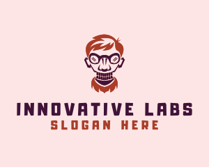 Male Geek Scientist logo design