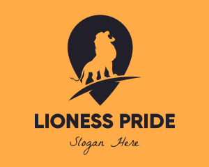 Lion Location Pin logo design