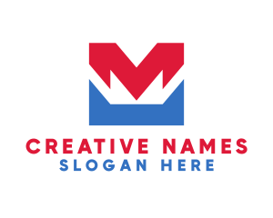 Name - Red Blue M logo design