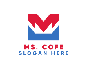 Red Blue M logo design